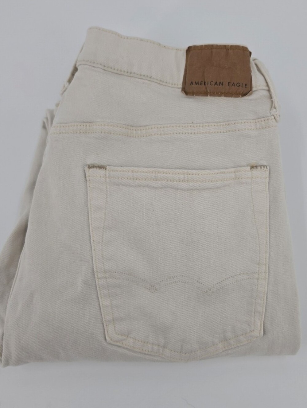 American Eagle Flex Relaxed Straight Jean Mens 34x32 Ivory White